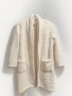 Pottery Barn Teddy Sherpa Robe Women’s Small Cream White Plush Cozy Lounge